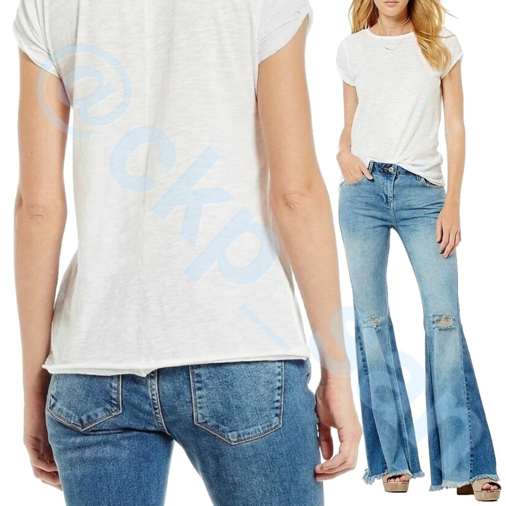Free People Color Blocked Flare Jeans Size 28 - Picture 4 of 16